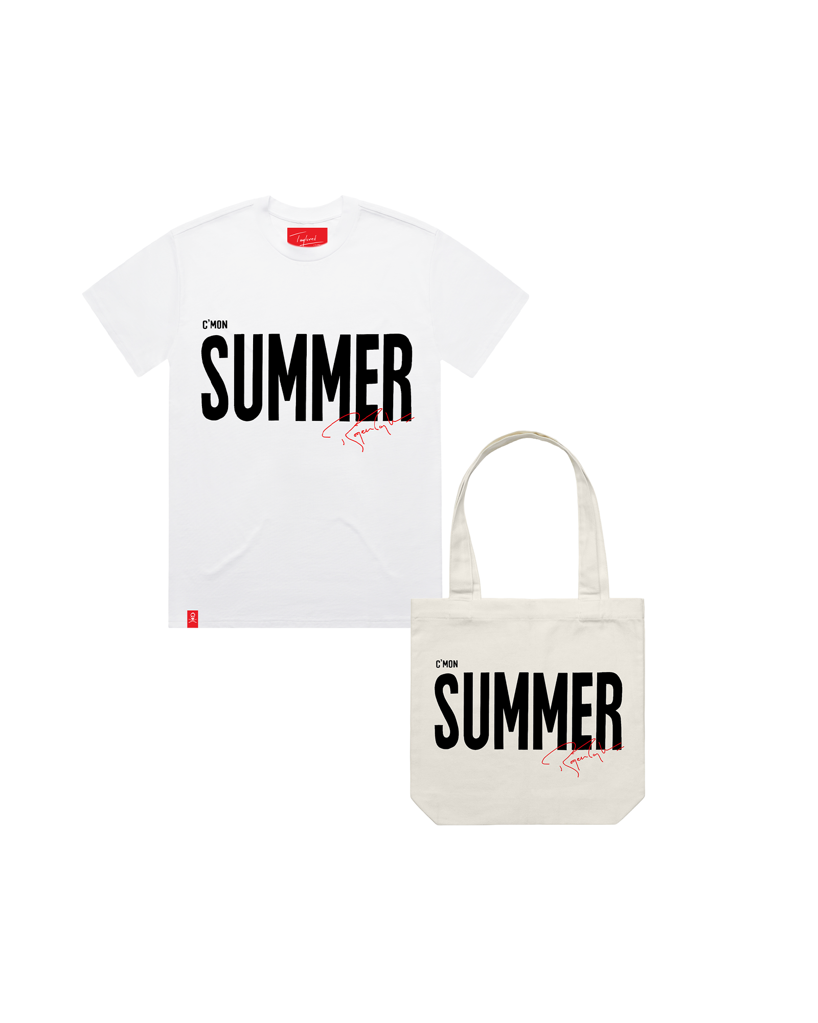 Taylored C'mon Summer White T-Shirt & Ecru Shopper Bundle